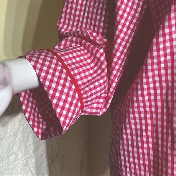 AS NEW Foxcroft No-Iron Pink & White Gingham Shirt - Picture 6 of 8